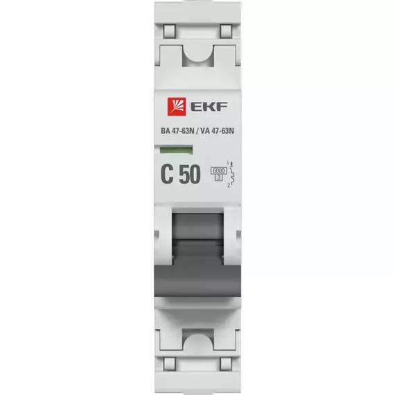 Выключатель автоматический модульный 1п C 50А 6кА ВА 47-63N PROxima EKF M636150C, изображение 2