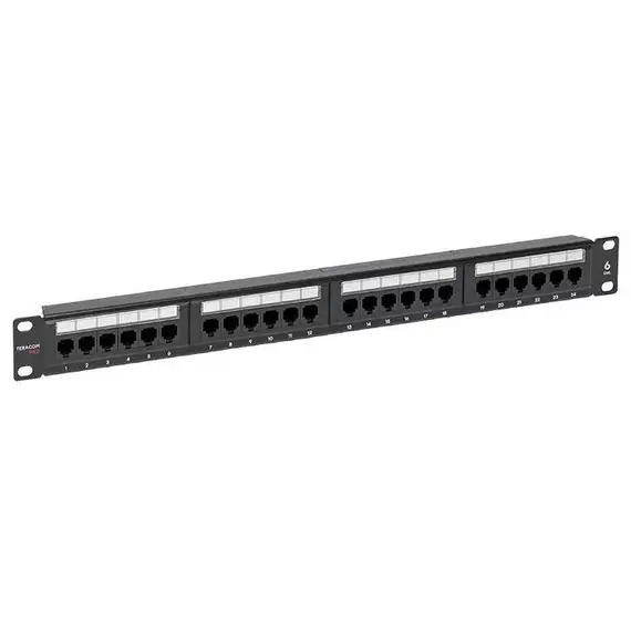 Патч-панель 19дюйм кат.6 1U неэкранированная UTP 24 порта RJ-45 Dual IDC TeraLINK PRO EKF TRP-PPNL-6UTP-1U24
