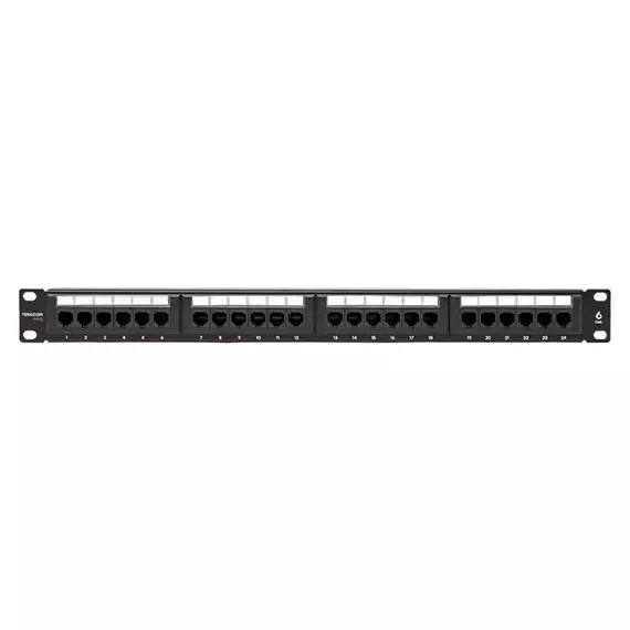 Патч-панель 19дюйм кат.6 1U неэкранированная UTP 24 порта RJ-45 Dual IDC TeraLINK PRO EKF TRP-PPNL-6UTP-1U24, изображение 2