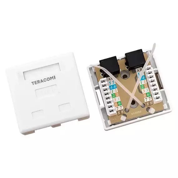 Розетка настенная TERACOM PRO кат.6 неэкранированная 2 порта RJ-45 Dual IDC бел. EKF TRP-WBOX-2RJ45-6UTP-WH, изображение 6