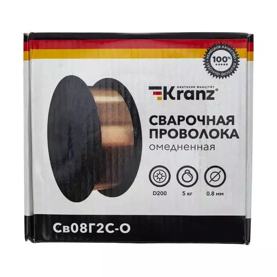 Проволока сварочная омедненная Св08Г2С-О (ER70S-6; SG2) 5кг 0.8мм D200 Kranz KR-11-0981-5, изображение 4