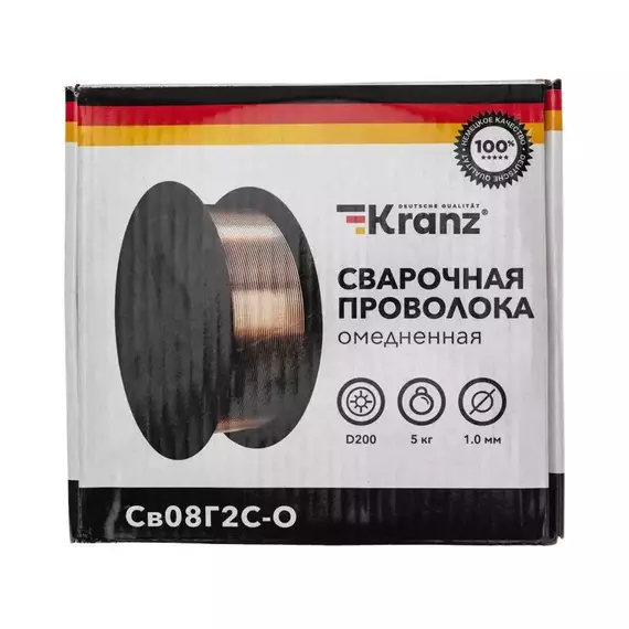 Проволока сварочная омедненная Св08Г2С-О (ER70S-6; SG2) 5кг 1.0мм D200 Kranz KR-11-0982-5, изображение 4