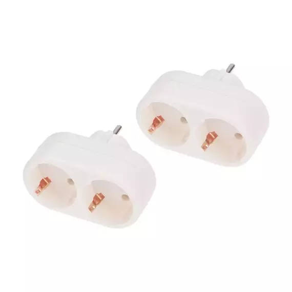 Разветвитель 2-м с заземл. 16А IP20 бел. (уп.2шт) Rexant 11-1075-2