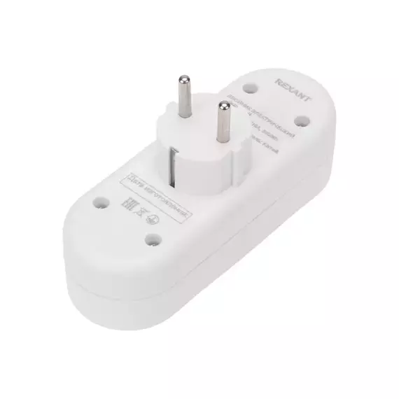 Двойник электрический линейный 16А с/з+2 USB-порта 2.4А бел. Rexant 11-1090, изображение 2