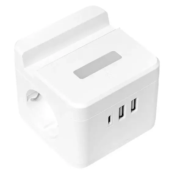 Удлинитель "Куб" 2х1.3м USB + 2Type C с быстрой зарядкой подставкой под телефон и ночником 1кв.мм EKF UBA-CUB-2-FC, изображение 2
