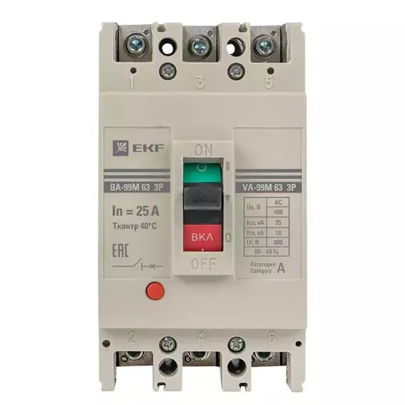 Выключатель автоматический 3п 63/25А 25кА ВА-99М PROxima EKF mccb99-63-25m, изображение 4