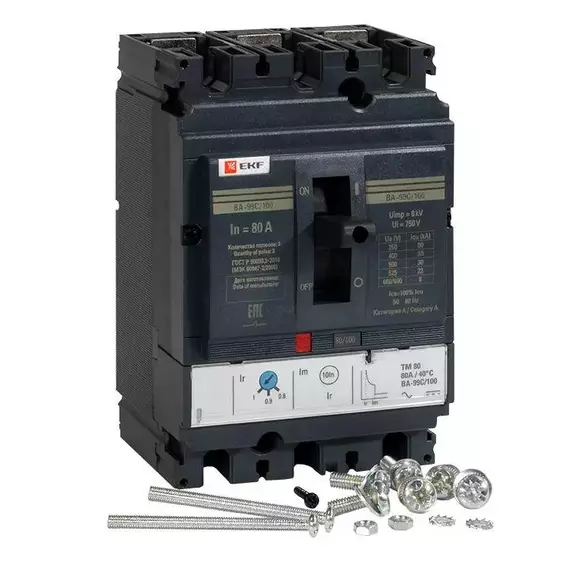 Выключатель автоматический 3п 100/80А 36кА ВА-99C Compact NS PROxima EKF mccb99C-100-80, изображение 2