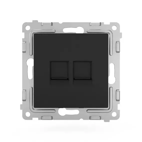 Розетка компьютерная 2-м СП Pixel RJ45 кат.5E механизм карбон TOKOV ELECTRIC TKE-PX-RC2-C14, изображение 2
