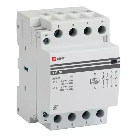 Контактор модульный КМ 40А 3NО+NC (3 мод.) EKF km-3-40-31, изображение 2