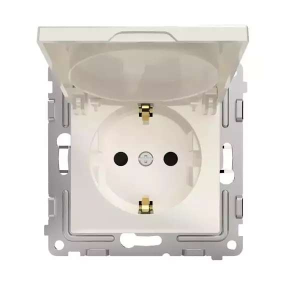 Розетка 1-м СП Pixel 16А IP20 с заземл. защ. шторки с крышкой механизм беж. TOKOV ELECTRIC TKE-PX-R1ZSW1-C02, изображение 2