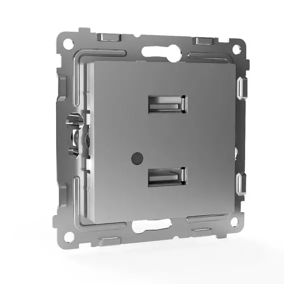 Розетка 2-м USB СП Pixel тип A+A 5В 1х2.1А 2х1.05А механизм алюм. TOKOV ELECTRIC TKE-PX-2USB-C03, изображение 3