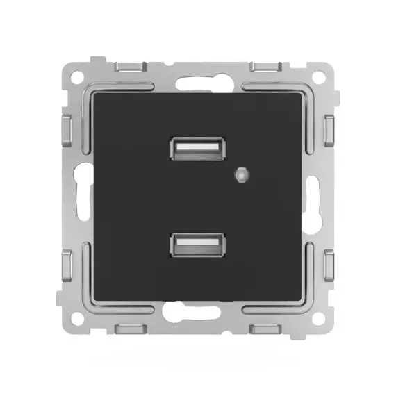 Розетка 2-м USB СП Pixel тип A+A 5В 1х2.1А 2х1.05А механизм карбон TOKOV ELECTRIC TKE-PX-2USB-C14, изображение 2