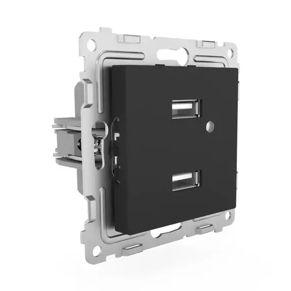 Розетка 2-м USB СП Pixel тип A+A 5В 1х2.1А 2х1.05А механизм карбон TOKOV ELECTRIC TKE-PX-2USB-C14, изображение 3