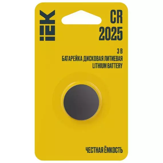 Элемент питания дисковый литиевый CR2025 (блист.1шт) IEK ABT-CR2025-OP-L01