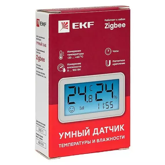Датчик температуры и влажности с экраном умный Zigbee Connect EKF is-th-zb, изображение 2