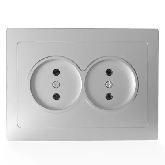 Розетка 2-м СП Pixel 16А IP20 без заземл. в сборе алюм. TOKOV ELECTRIC TKE-PX-R2F-C03, изображение 2
