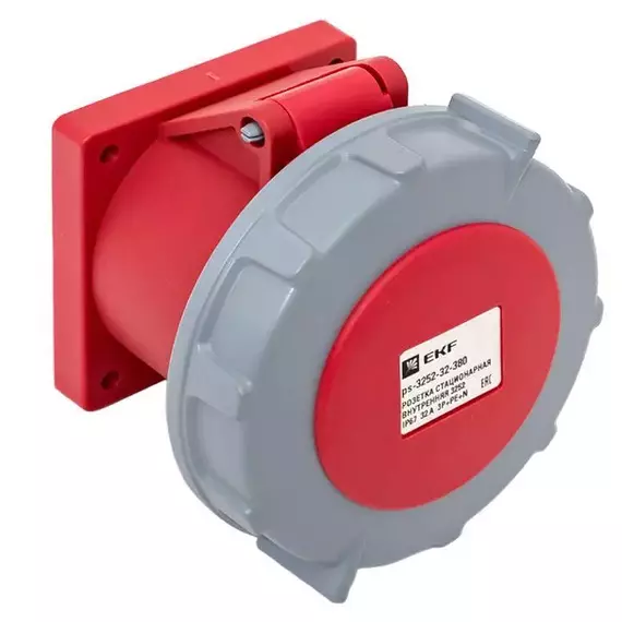 Розетка стационарная внутренняя 3252 3Р+РЕ+N 32А 380В IP67 PROxima EKF ps-3252-32-380, изображение 7
