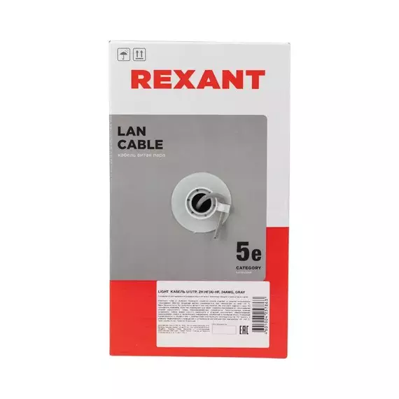 Кабель витая пара U/UTP кат.5E 4х2х24AWG нг(А)-HF сер. LIGHT (305м) Rexant 01-0059, изображение 4