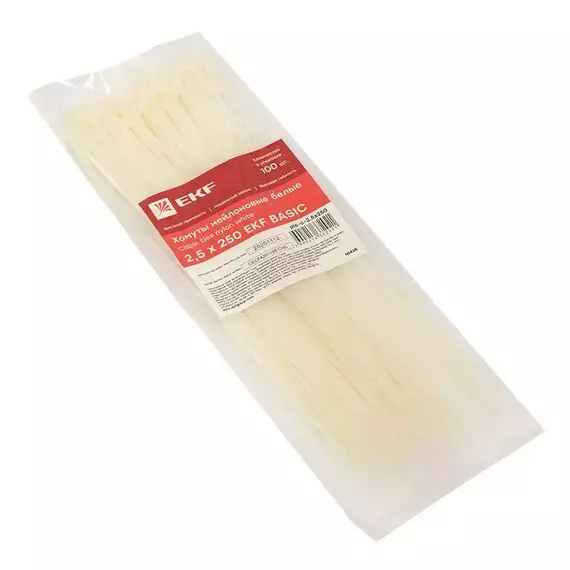 Хомут кабельный 2.5х250 нейл. (уп.100шт) Basic EKF plc-c-2.5x250, изображение 3