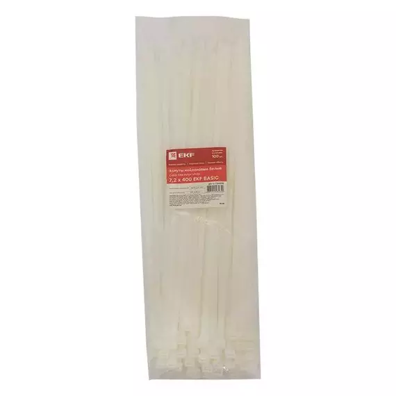 Хомут кабельный 7.2х400 нейл. бел. (уп.100шт) EKF plc-c-7.2x400, изображение 4