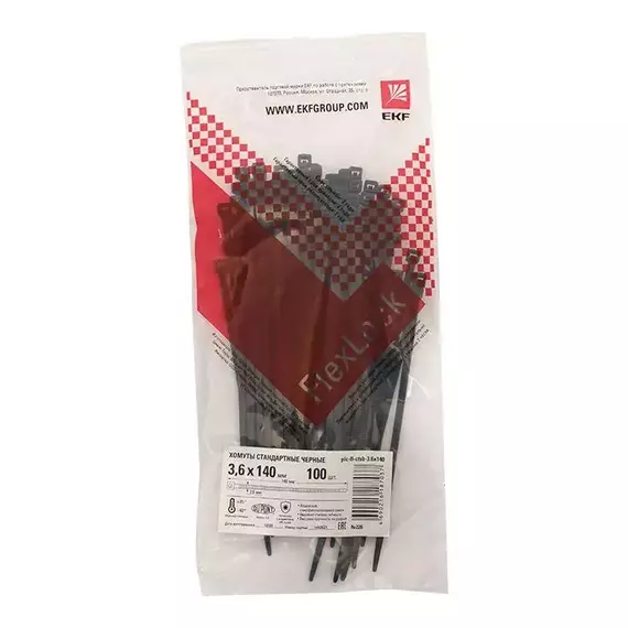 Хомут P6.6 3.6х140 FlexLock стандартный черн. (уп.100шт) PROxima EKF plc-fl-ctsb-3.6x140, изображение 4