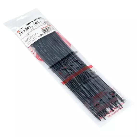 Хомут P6.6 3.6x200 FlexLock стандартный черн. (уп.50шт) PROxima EKF plc-fl-ctsb-3.6x200-r, изображение 2