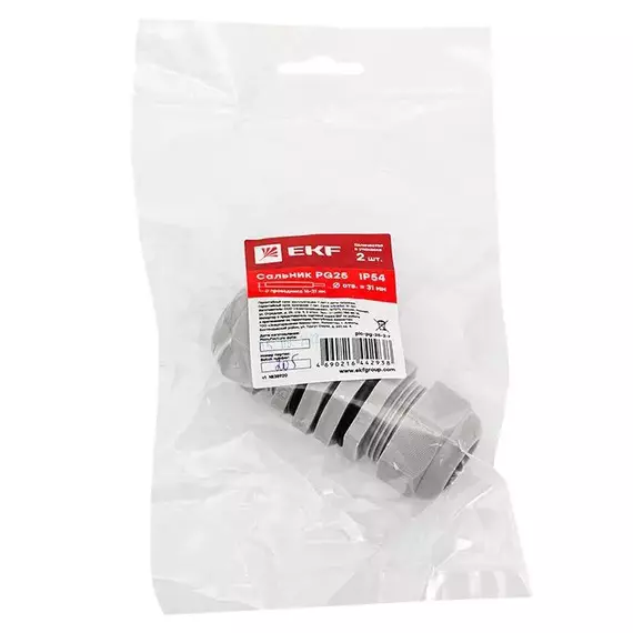 Сальник PG25 IP54 отв. d31мм провод d16-21мм (уп.2шт) PROxima EKF plc-pg-25-2-r, изображение 3