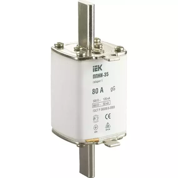 Вставка плавкая ППНИ-35 80А габарит 1 IEK DPP30-080
