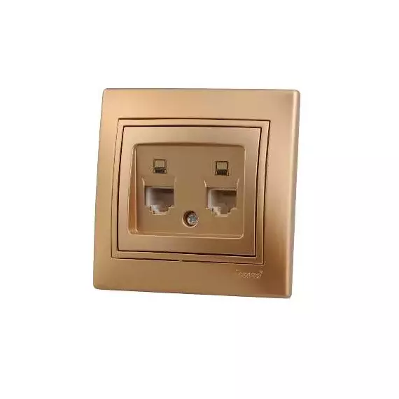 Розетка компьютерная 2-м СП Mira RJ45 зол. метал. LEZARD 701-1313-141