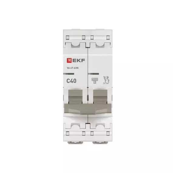 Выключатель автоматический модульный 2п C 40А 4.5кА ВА 47-63N PROxima EKF M634240C, изображение 4