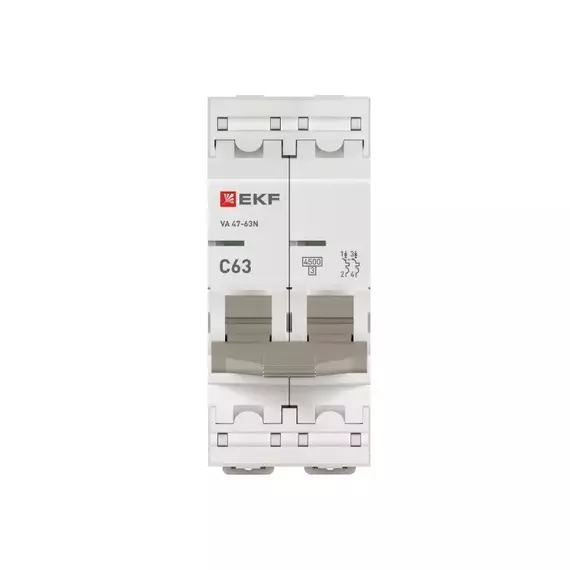 Выключатель автоматический модульный 2п C 63А 4.5кА ВА 47-63N PROxima EKF M634263C, изображение 4