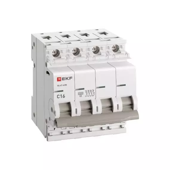 Выключатель автоматический модульный 4п C 16А 4.5кА ВА 47-63N PROxima EKF M634416C, изображение 3
