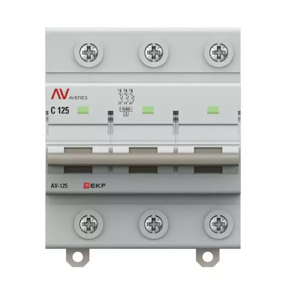 Выключатель автоматический 3п D 125А 10кА AV-125 AVERES EKF mcb125-3-125D-av, изображение 2