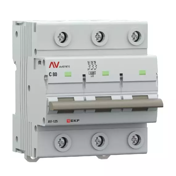 Выключатель автоматический 3п C 80А 10кА AV-125 AVERES EKF mcb125-3-80C-av, изображение 3
