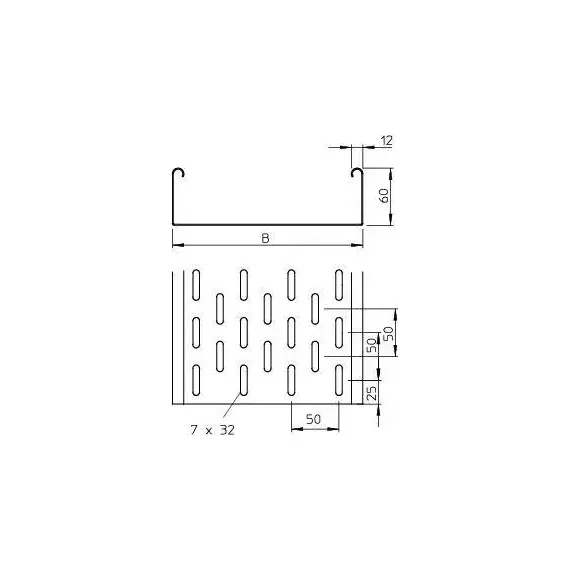 Лоток листовой перфорированный 400х60 L3000 сталь 1мм MKS 640 FS OBO 6055400, изображение 2