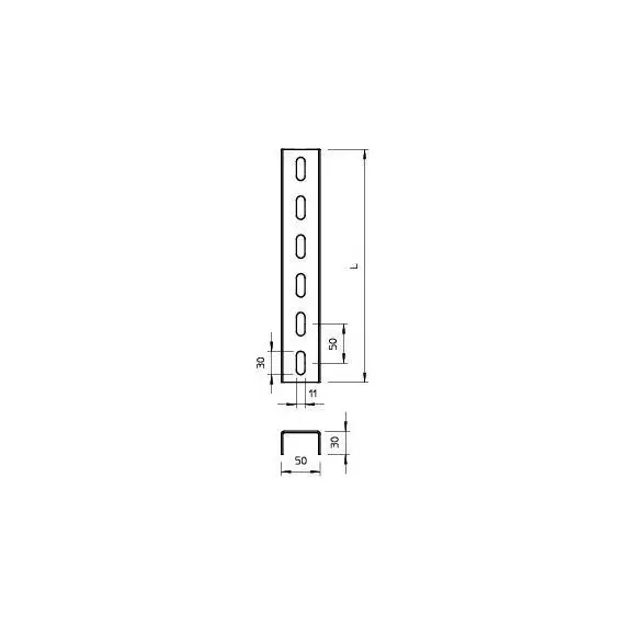 Профиль U-образный 30х50 L700 2мм US 3 70 FS OBO 6342312, изображение 2