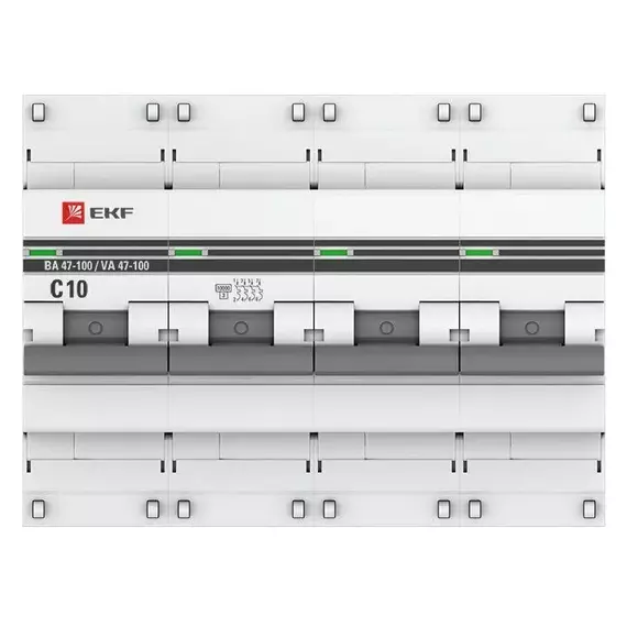 Выключатель автоматический модульный 4п C 10А 10кА ВА 47-100 PROxima EKF mcb47100-4-10C-pro, изображение 3