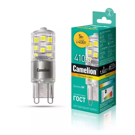 Лампа светодиодная LED5-G9-NF/830/G9 5Вт 220В Camelion 13704