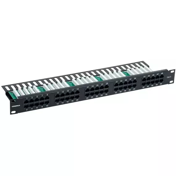Патч-панель телеф. 1U кат.3 RJ45 50 порт. (Krone) GENERICA PP50-1UC03U-K05-G