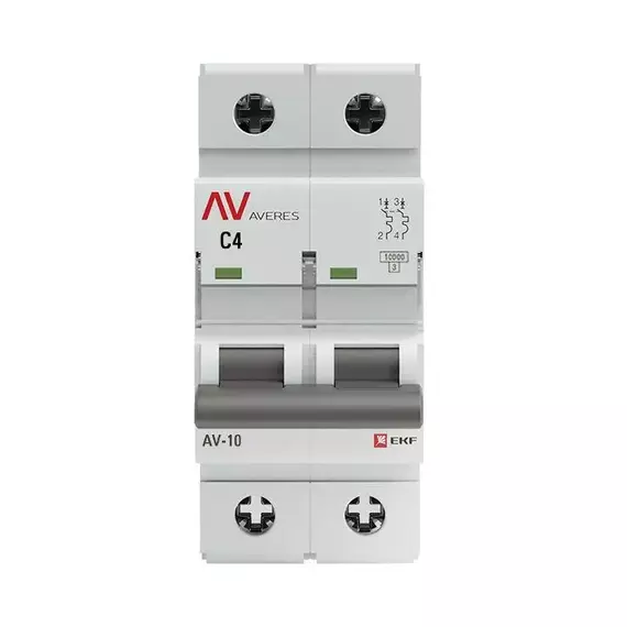 Выключатель автоматический модульный 2п C 4А 10кА AV-10 AVERES EKF mcb10-2-04C-av, изображение 2
