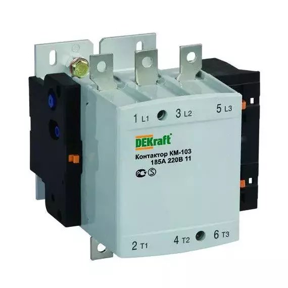 Контактор КМ-103 225А кат. 220В AC 1НО+1НЗ AC-3 DEKraft 22156DEK