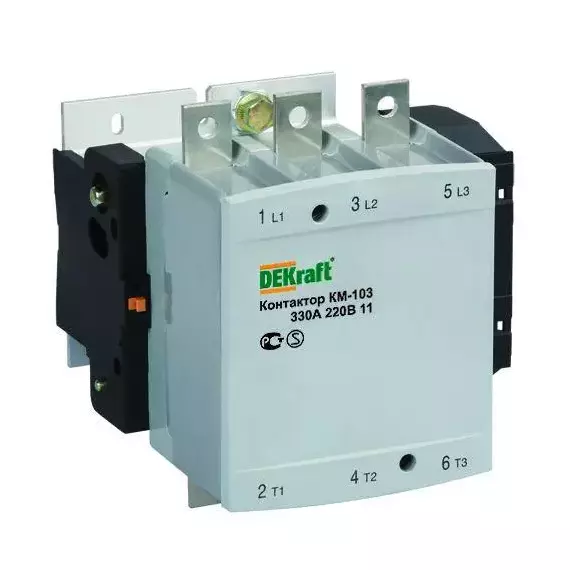 Контактор КМ-103 330А кат. 220В AC 1НО+1НЗ AC-3 DEKraft 22160DEK