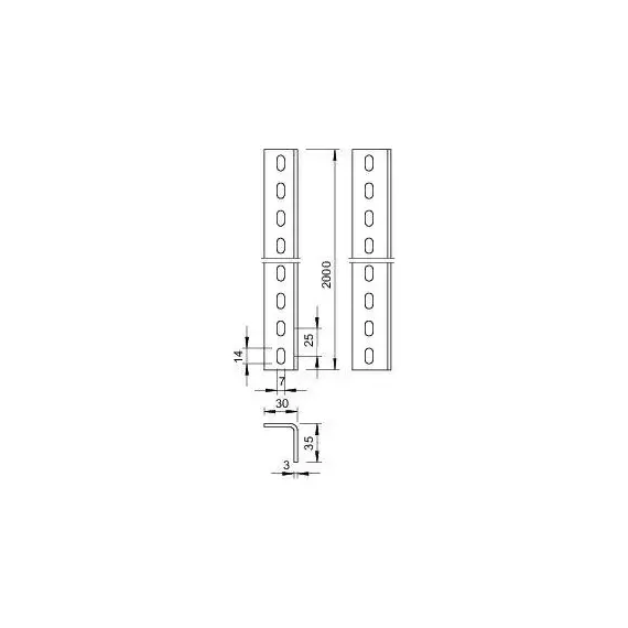 Профиль угловой 30х35 L2000 WP 30 35 FT гор. оцинк. OBO 6373100, изображение 2
