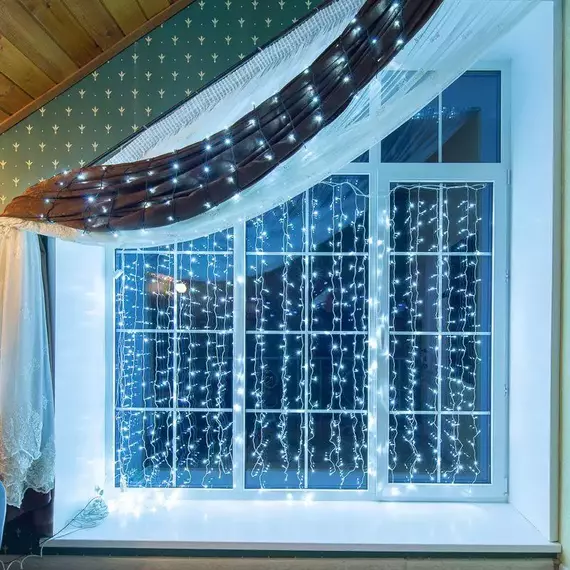 Гирлянда светодиодная "Твинкл Лайт" 10м 80LED бел. 5.7Вт 220-240В IP20 с контроллером 8 режимов провод ПВХ темн. зел. Neon-Night 303-045, изображение 4