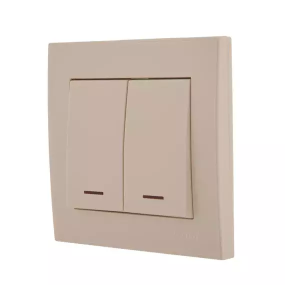 Выключатель 2-кл. СП Rain IP20 с подсветкой крем. LEZARD 703-0303-112, изображение 4