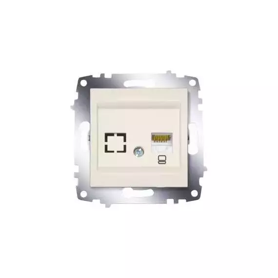 Розетка компьютерная 1-м Cosmo RJ45 кат.6 + гнездо механизм крем. ABB 619-010300-247