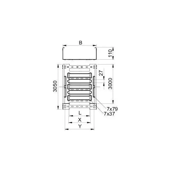 Лоток листовой перфорированный 200х110 L3050 сталь 1.5мм SKSM 120 FT OBO 6059635, изображение 2