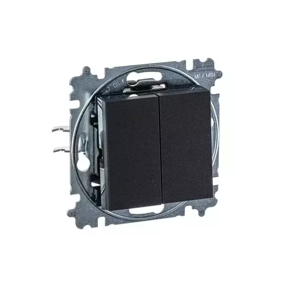 Переключатель 2-кл. СП Levit IP20 антрацит/дым. черн. ABB 2CHH595245A6063, изображение 3