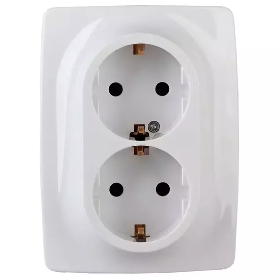 Розетка 2-м СП Эра12 12-2108-01 16А IP20 250В 2х2P+E Schuko защ. шторки бел. Эра Б0036442