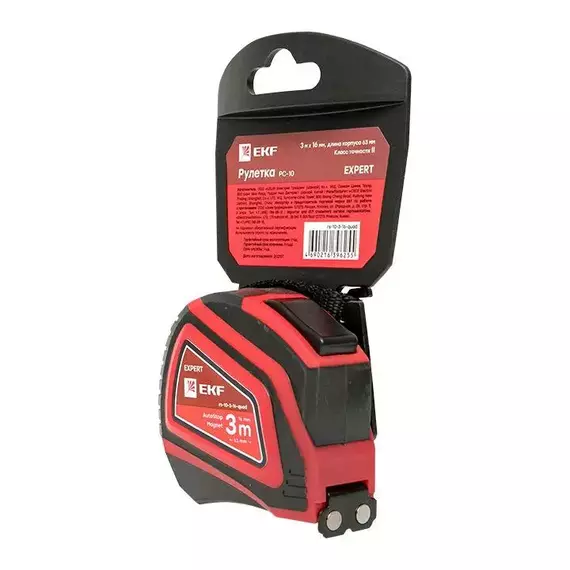 Рулетка измерительная РС-10 (3мх16мм) Autostop магнит Expert EKF rs-10-3-16-quad, изображение 3